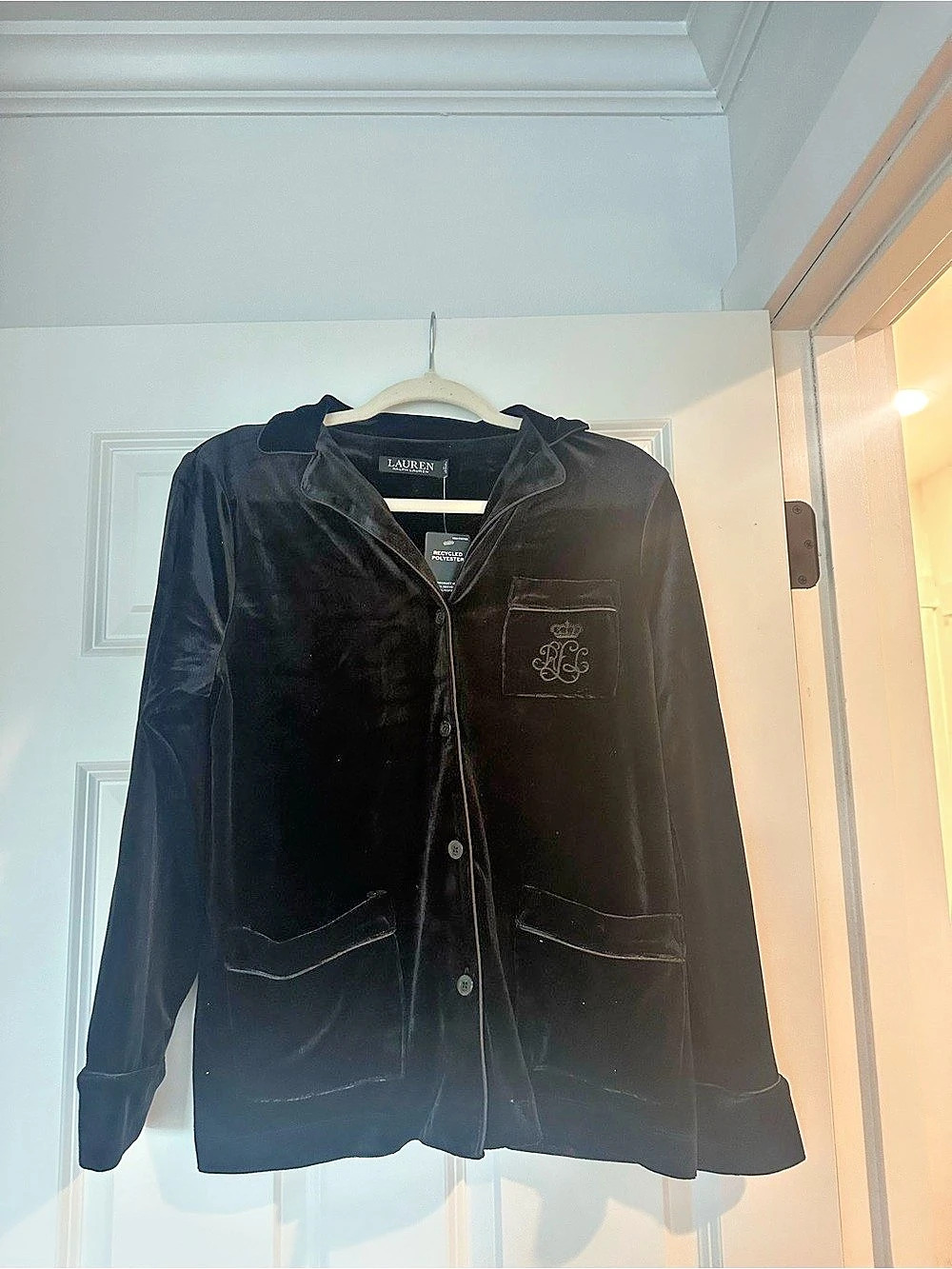 Lauren Ralph Lauren Black Velour Jacket Size Medium NWT